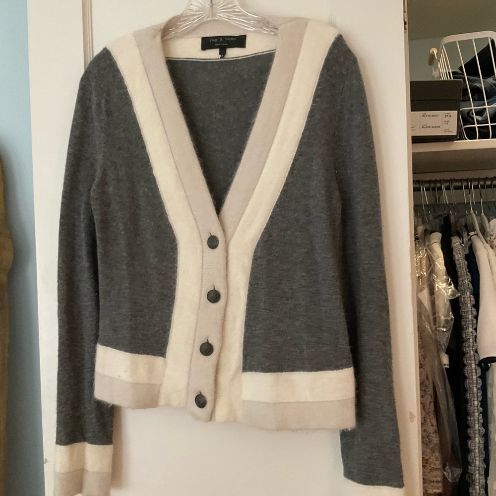 rag & bone Charcoal and Cream Cardigan